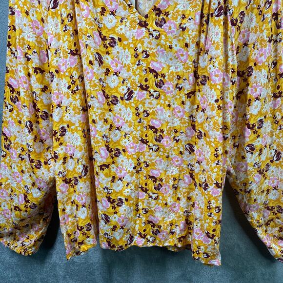 GAP Top Womens XXL Floral Long Sleeve Puff Sleeve Peasant Cottage Boho‎ - Picture 5 of 15